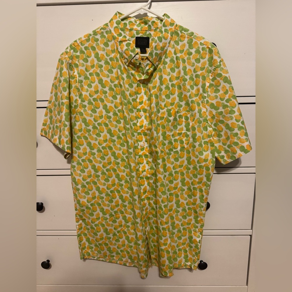 14th & Union Men’s Lemon & Lime Printed Button Down Short Sleeve Shirt